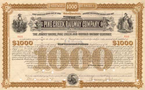 Pine Creek Railway Stock Certificate